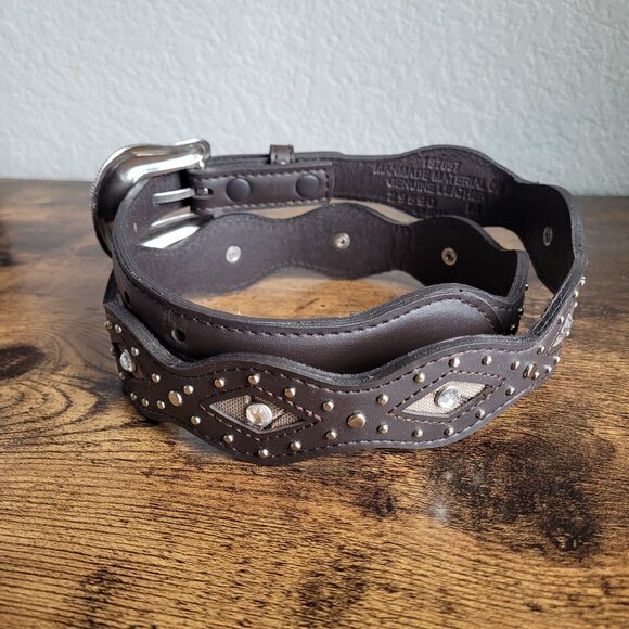 Brown 100% Genuine Leather Rhinestone Cowgirl Rodeo/Western Belt Size Medium Euc - Picture 4 of 6